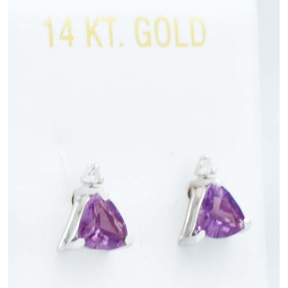 AAA 1.62 Cts Alexandrite & Genuine Diamonds Stud Earrings 14k White Gold - NWT